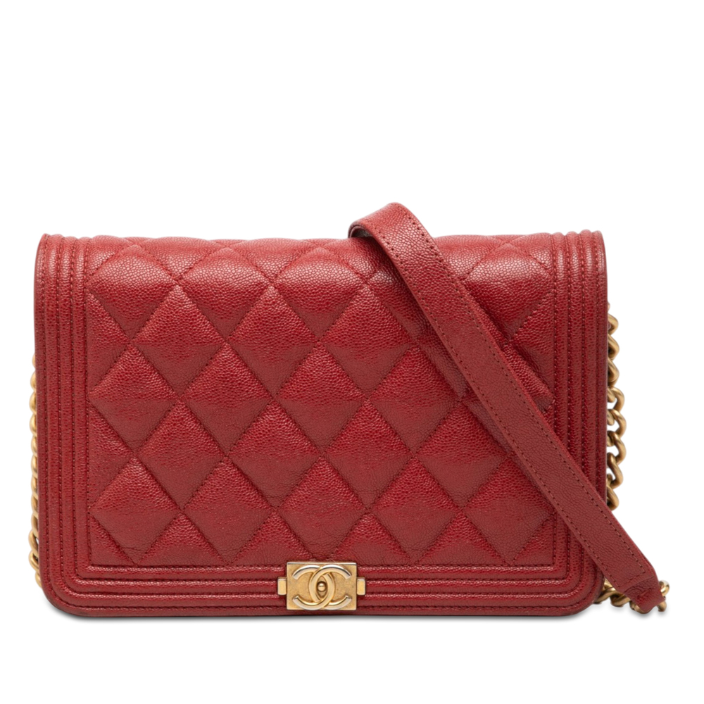 Pre-Loved Chanel Quilted Caviar Boy Wallet on Chain